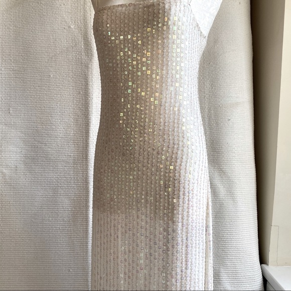 SOLD Dress Vintage 90s Genny Prada 4 Silk Hologram Sequin Formal Wedding Gown - Picture 15 of 15